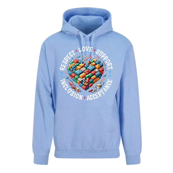 Autism Respect Love Support Autistic Awareness Gift Unisex Surf Hoodie