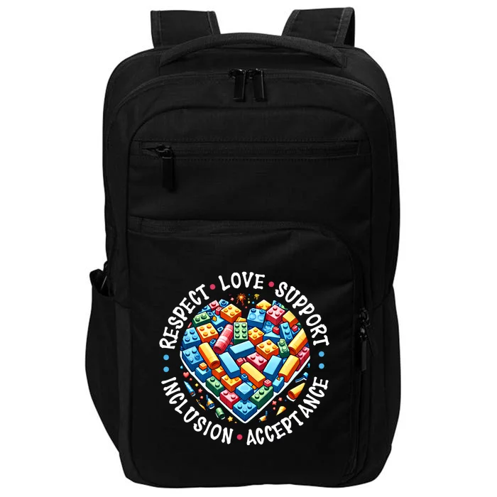 Autism Respect Love Support Autistic Awareness Gift Impact Tech Backpack