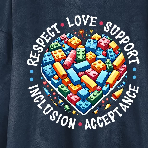 Autism Respect Love Support Autistic Awareness Gift Hooded Wearable Blanket