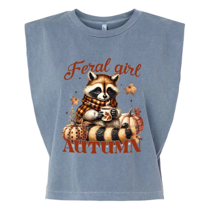 Autumn Raccoon Lover Gift For Fall Enthusiasts Garment-Dyed Women's Muscle Tee