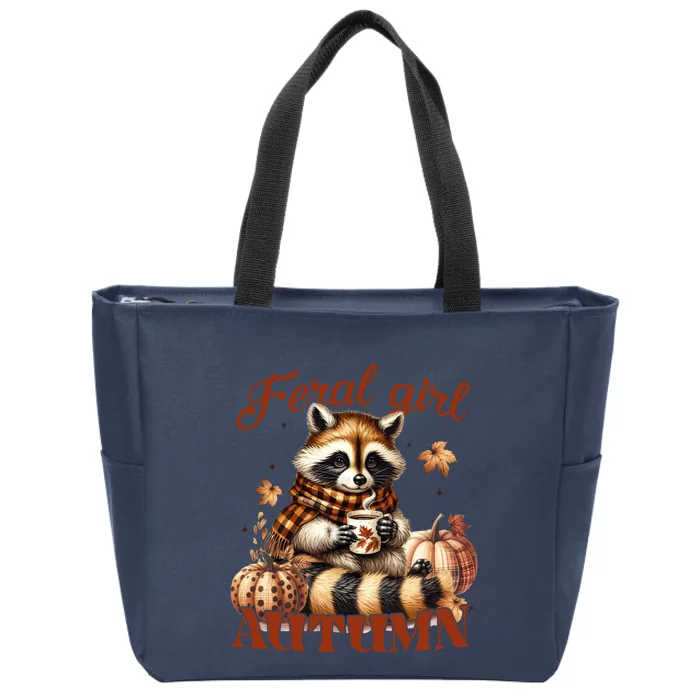 Autumn Raccoon Lover Gift For Fall Enthusiasts Zip Tote Bag