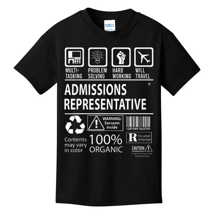 Admissions Representative Multitasking Job Kids T-Shirt