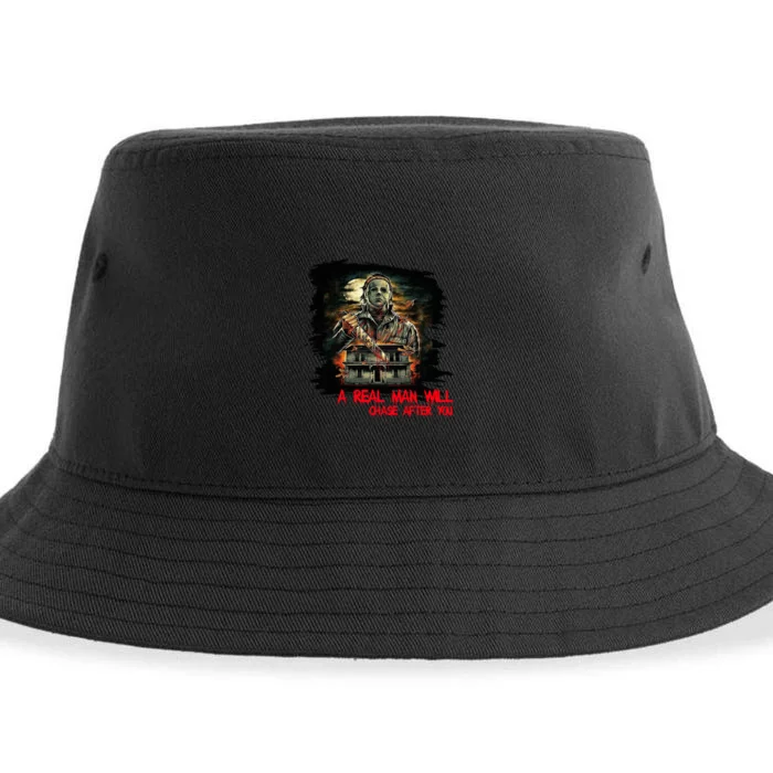 A Real Man Will Chase After You Horror Movie Sustainable Bucket Hat