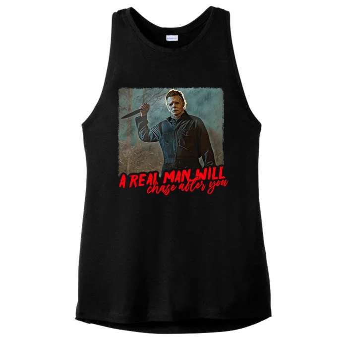 A Real Man Will Chase After You, Halloween Horror Movies Ladies Tri-Blend Wicking Tank