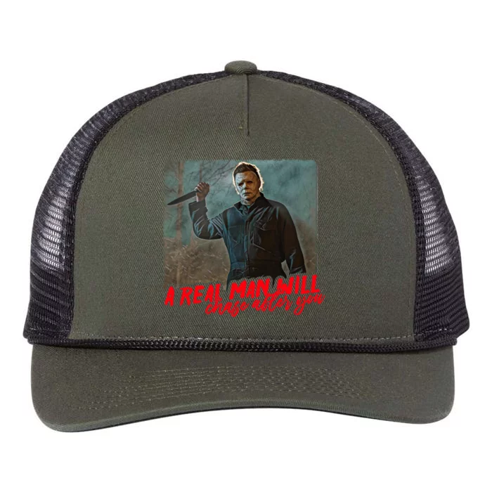 A Real Man Will Chase After You, Halloween Horror Movies Retro Rope Trucker Hat Cap