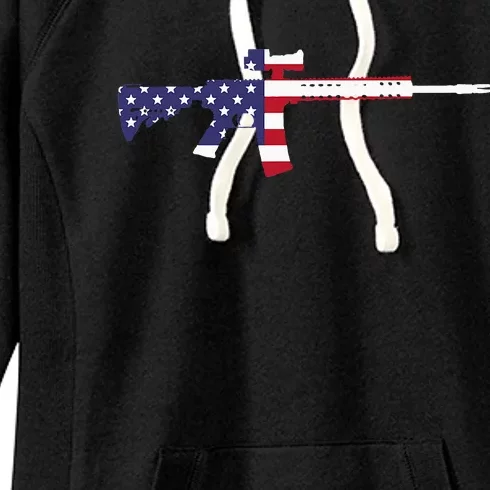 America Rifle MURICA Libertarian Conservative Gun USA Flag Women's Fleece Hoodie