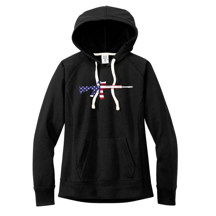 America Rifle MURICA Libertarian Conservative Gun USA Flag Women's Fleece Hoodie