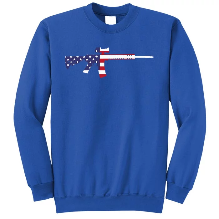 America Rifle MURICA Libertarian Conservative Gun USA Flag Tall Sweatshirt