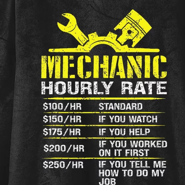 Auto Repair Mechanic Labor Rates Funny Mechanic Hourly Rate Hooded Wearable Blanket