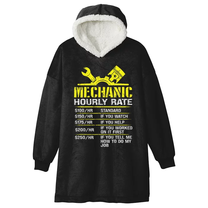 Auto Repair Mechanic Labor Rates Funny Mechanic Hourly Rate Hooded Wearable Blanket