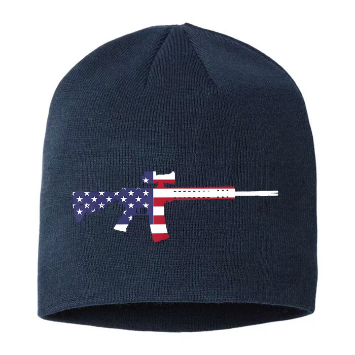 America Rifle MURICA Libertarian Conservative Gun USA Flag 8 1/2in Sustainable Knit Beanie