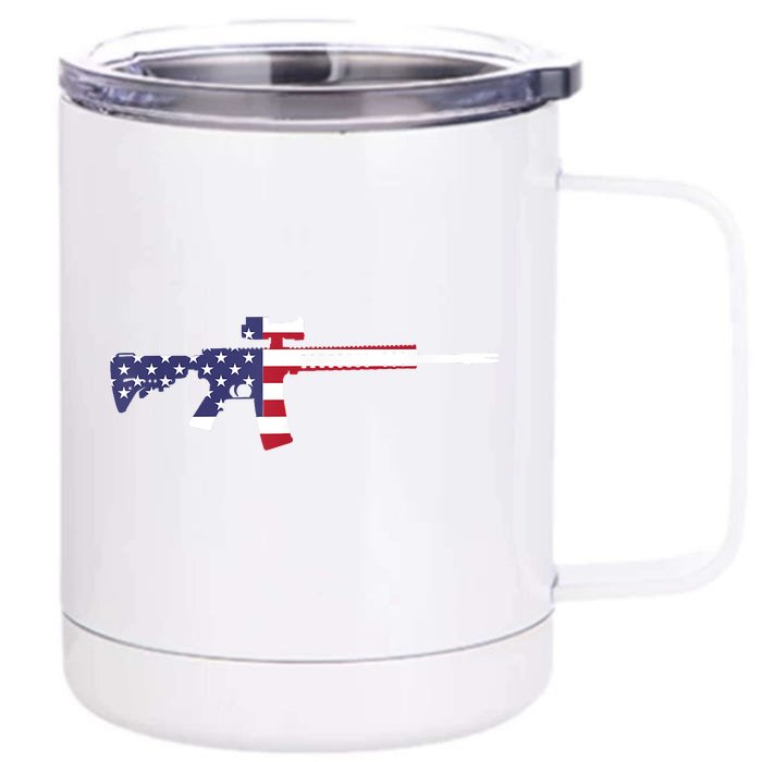 America Rifle MURICA Libertarian Conservative Gun USA Flag Front & Back 12oz Stainless Steel Tumbler Cup