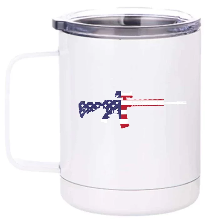 America Rifle MURICA Libertarian Conservative Gun USA Flag Front & Back 12oz Stainless Steel Tumbler Cup