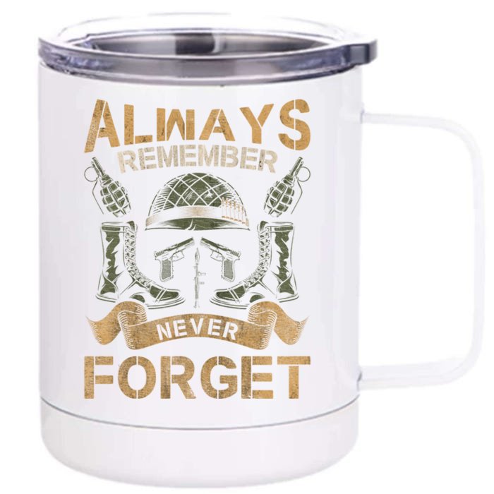 Army Retro Military Patriotic Veterans Day Gift Front & Back 12oz Stainless Steel Tumbler Cup