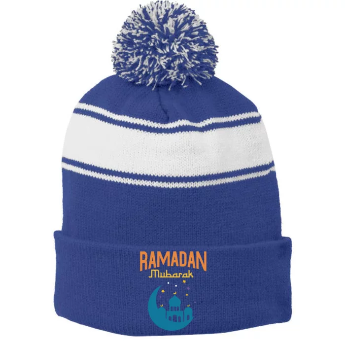 Arabic Ramadan Muslim Fasting Mubarak Islam Ramadan Cool Gift Stripe Pom Pom Beanie