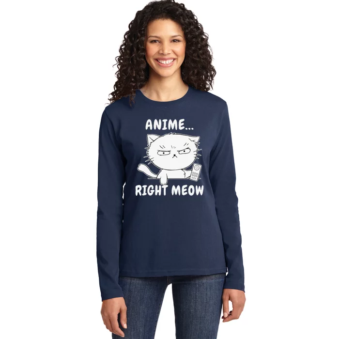 Anime Right Meow Funny Kawaii Otaku Cat Kitty Kitten Gift Ladies Long Sleeve Shirt