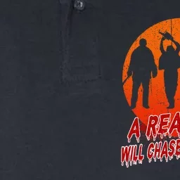 A Real Man Will Chase After You Halloween Horor Movie Retro Softstyle Adult Sport Polo