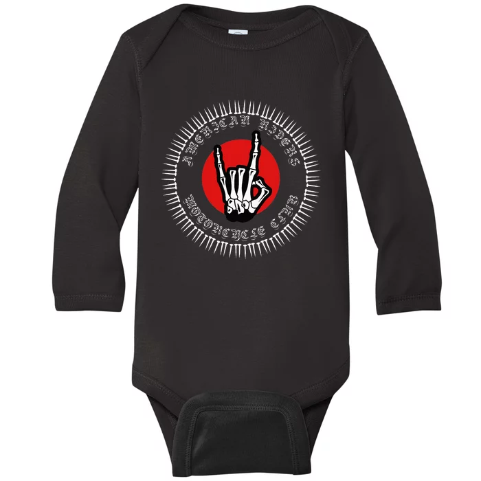 American Riders Motorcycle Club Biker Skull Classic Baby Long Sleeve Bodysuit