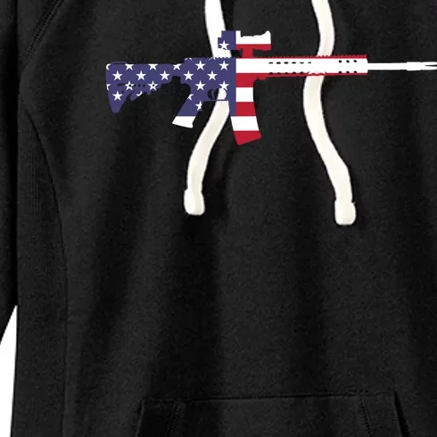 America Rifle MURICA Libertarian Conservative Gun USA Flag Women's Fleece Hoodie