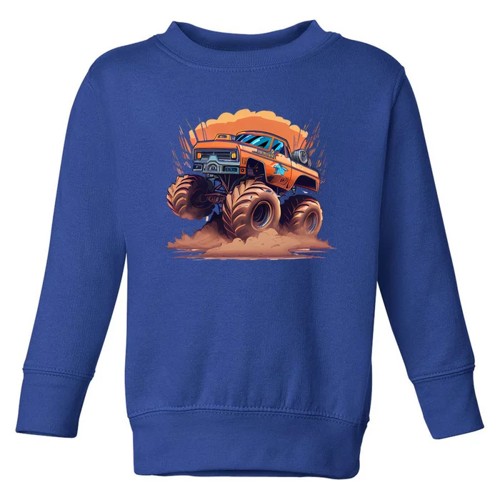 Awesome Retro Monster Truck Art 80S Graphic Design Gift Toddler Sweatshirt