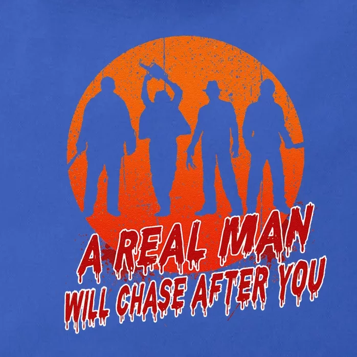 A Real Man Will Chase After You Halloween Horor Movie Retro Zip Tote Bag