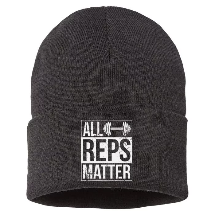 All Reps Matter Woman Workout Enthusiast Christmas Gift Sustainable Knit Beanie