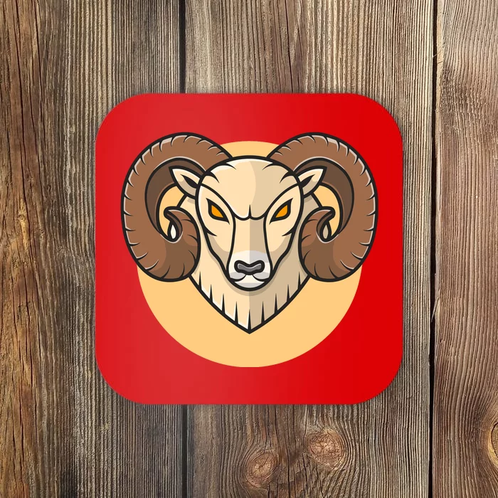 Angry Ram Mascot Cartoon Icon Illustration Coaster