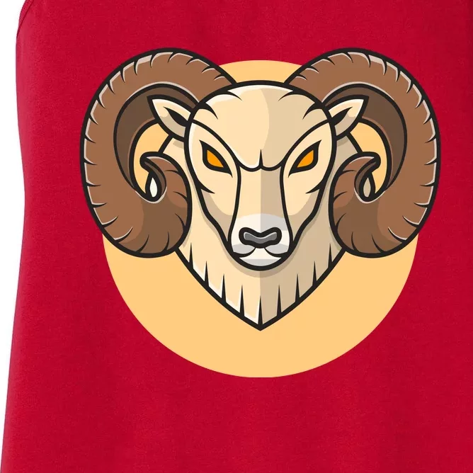 Angry Ram Mascot Cartoon Icon Illustration Women's Racerback Tank