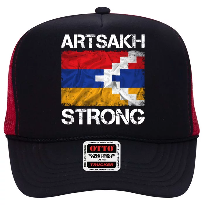 Armenia Flag Artsakh Strong Protest High Crown Mesh Trucker Hat