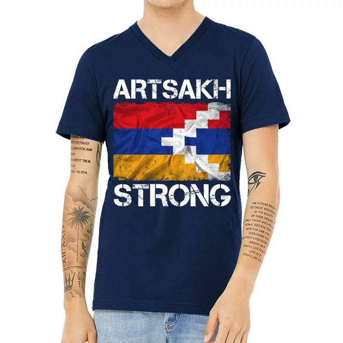 Armenia Flag Artsakh Strong Protest V-Neck T-Shirt