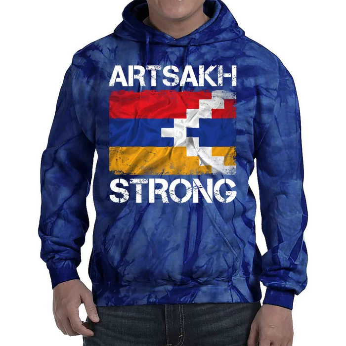 Armenia Flag Artsakh Strong Protest Tie Dye Hoodie