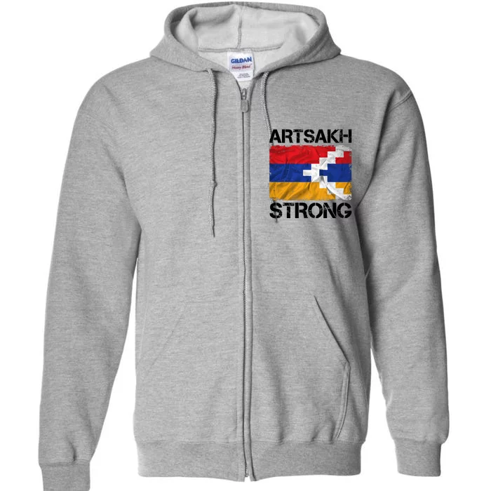 Armenia Flag Artsakh Strong Protest Full Zip Hoodie