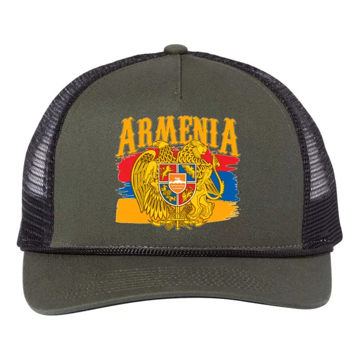 Armenia Flag Crest Artsakh Protest Retro Rope Trucker Hat Cap