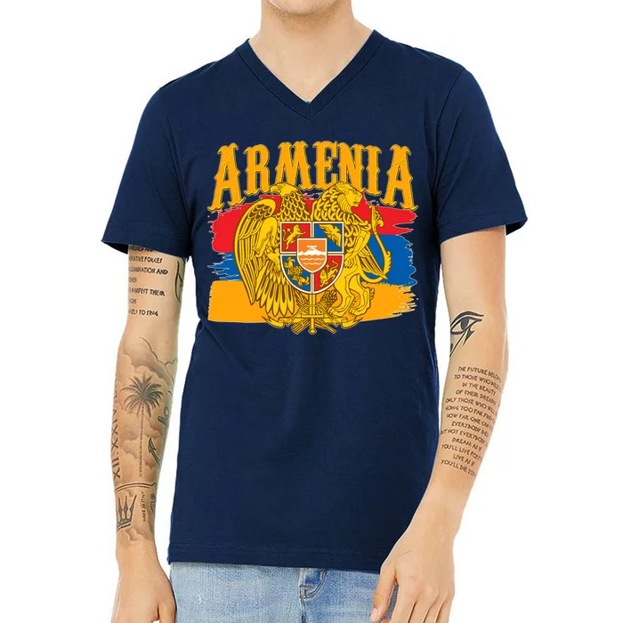 Armenia Flag Crest Artsakh Protest V-Neck T-Shirt