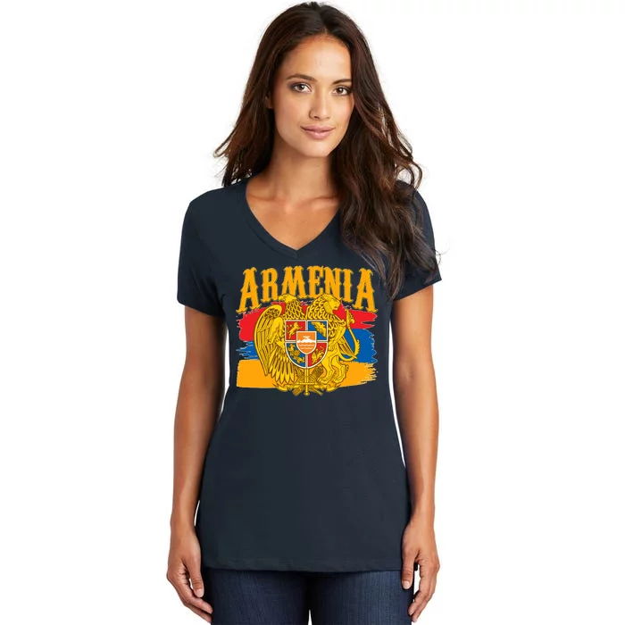 Armenia Flag Crest Artsakh Protest Women's V-Neck T-Shirt