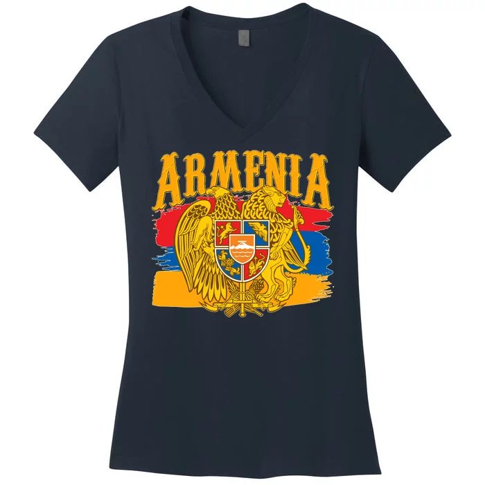 Armenia Flag Crest Artsakh Protest Women's V-Neck T-Shirt