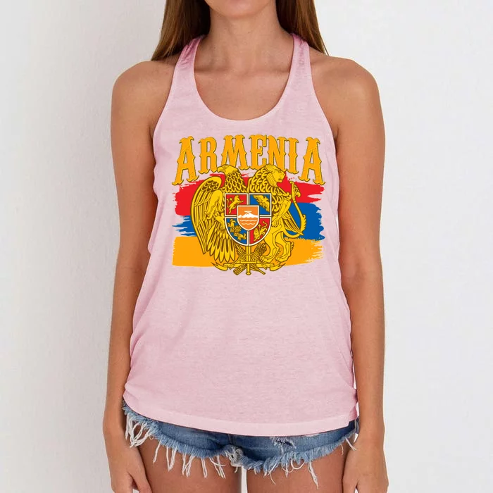 Armenia Flag Crest Artsakh Protest Women's Knotted Racerback Tank