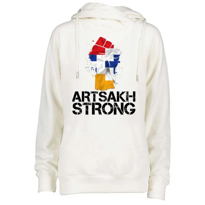 Armenian Protest Artsakh Strong Flag Colors Fist Womens Funnel Neck Pullover Hood