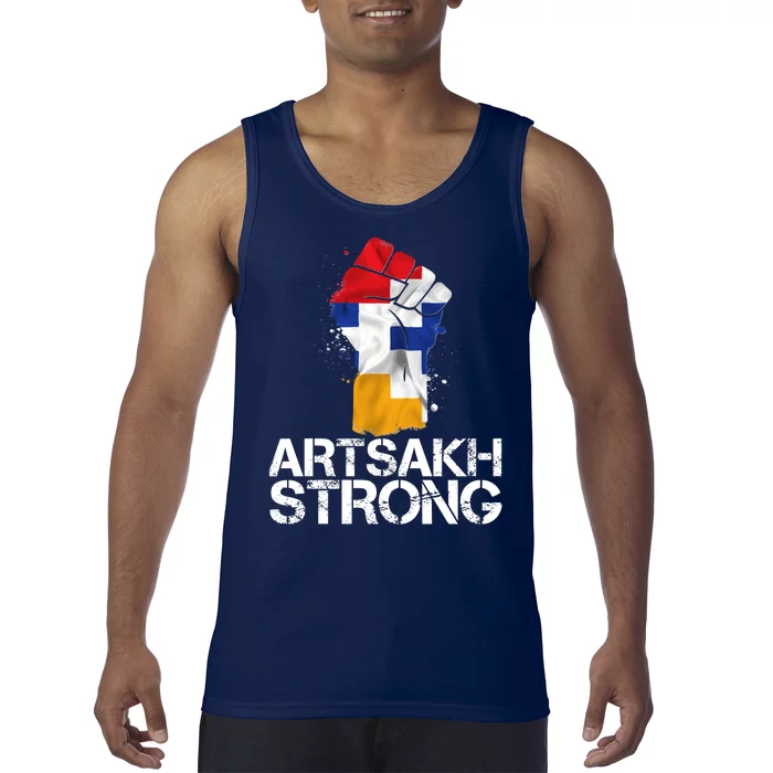 Armenian Protest Artsakh Strong Flag Colors Fist Tank Top