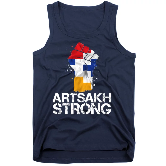 Armenian Protest Artsakh Strong Flag Colors Fist Tank Top