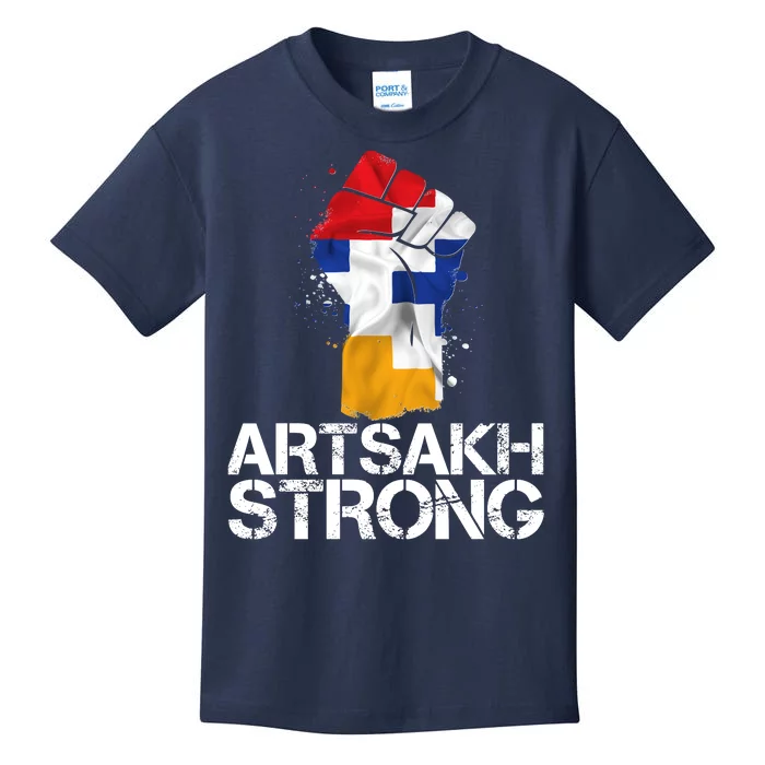 Armenian Protest Artsakh Strong Flag Colors Fist Kids T-Shirt