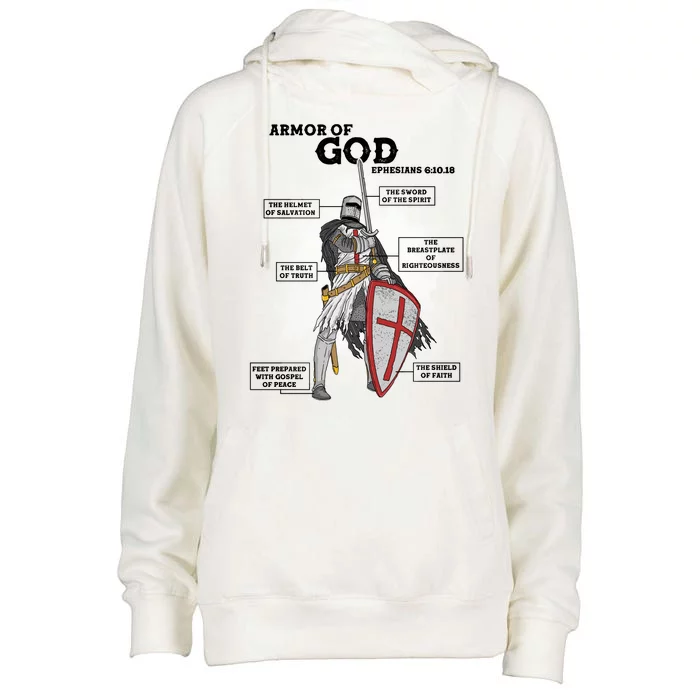 Armor Of God Ephesian 6:10-18 Womens Funnel Neck Pullover Hood