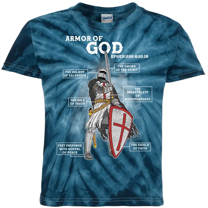 Armor Of God Ephesian 6:10-18 Kids Tie-Dye T-Shirt