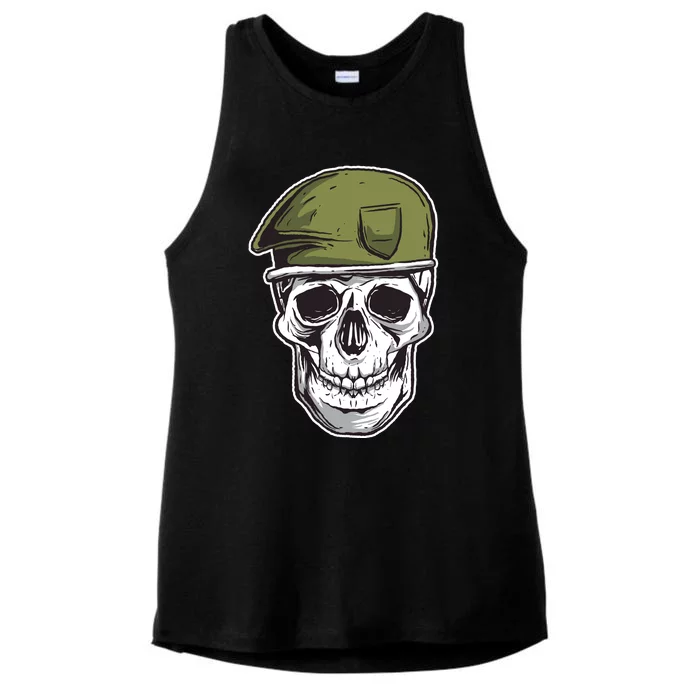 Army Military Skull Ladies Tri-Blend Wicking Tank