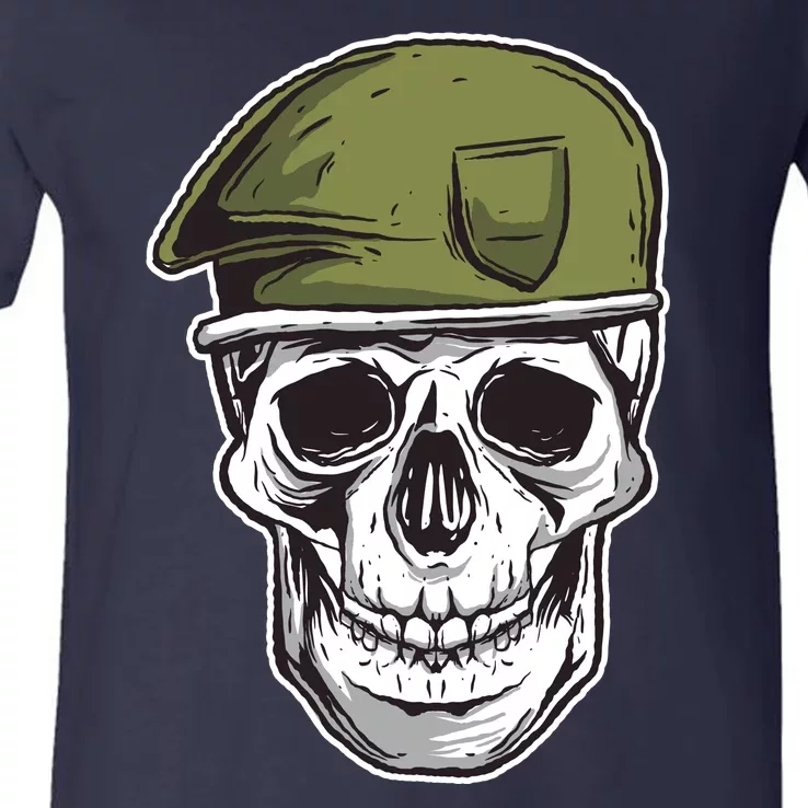 Army Military Skull V-Neck T-Shirt