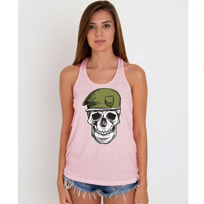 Army Military Skull Women's Knotted Racerback Tank