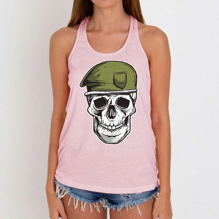 Army Military Skull Women's Knotted Racerback Tank