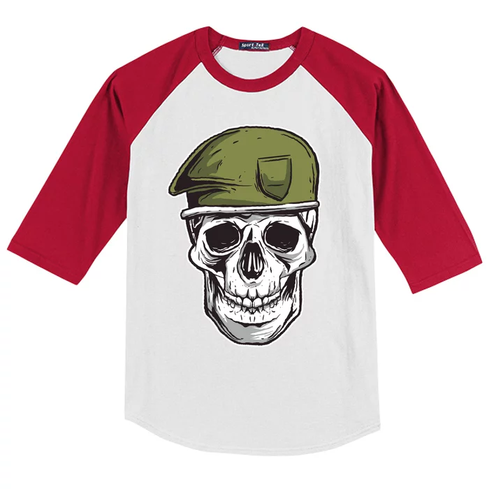 Army Military Skull Kids Colorblock Raglan Jersey