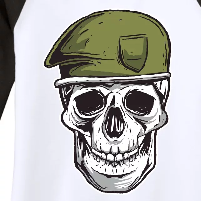 Army Military Skull Women's Tri-Blend 3/4-Sleeve Raglan Shirt