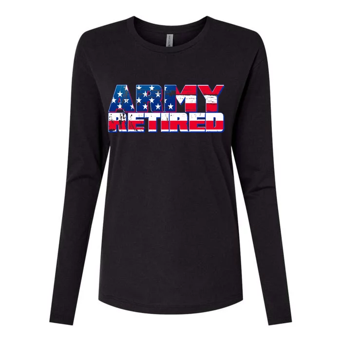 Army Retired Womens Cotton Relaxed Long Sleeve T-Shirt